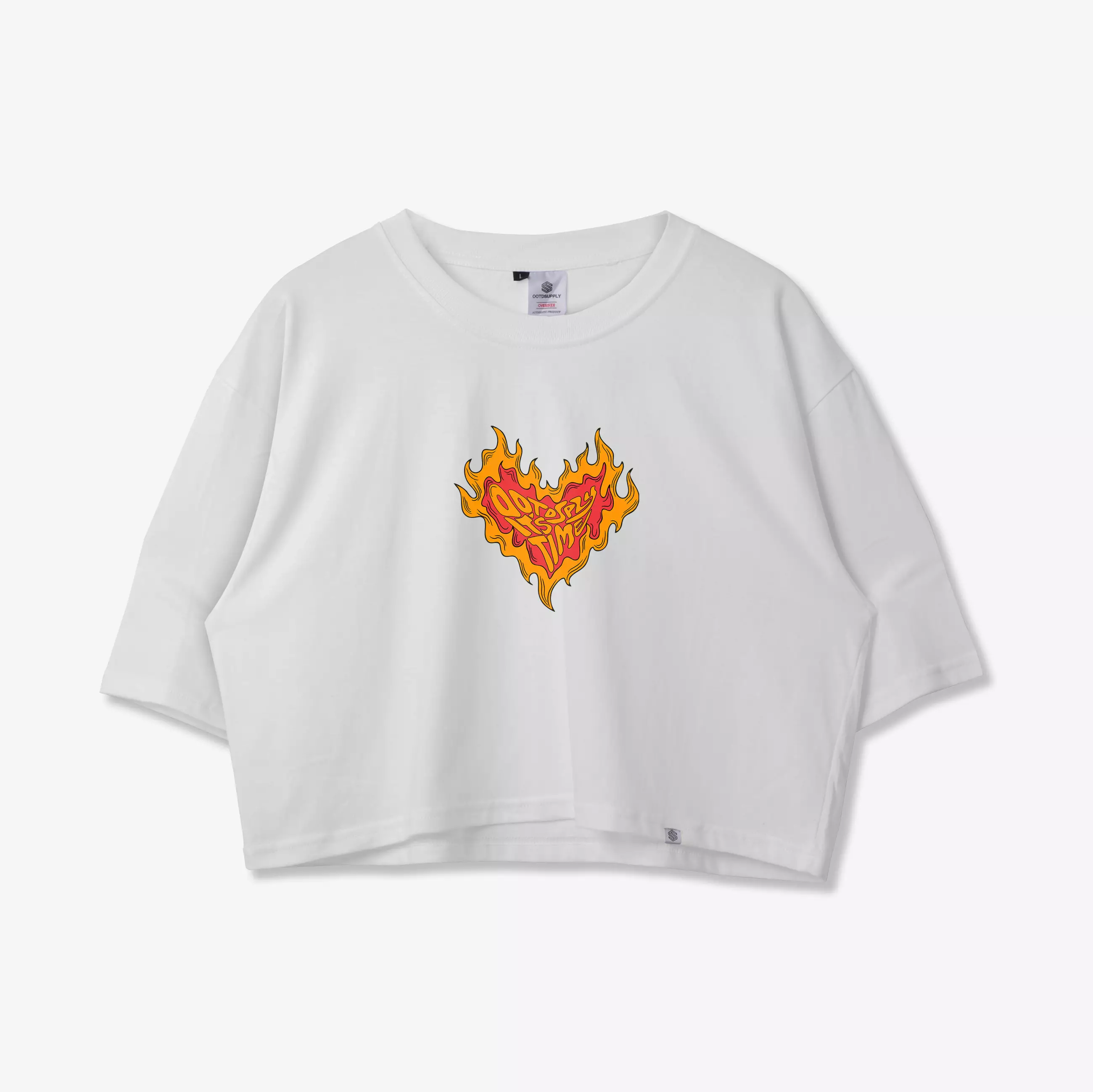 OOTDSUPPLY Croptee On Fire Colorfull | Croptee Oversize Wanita CT023