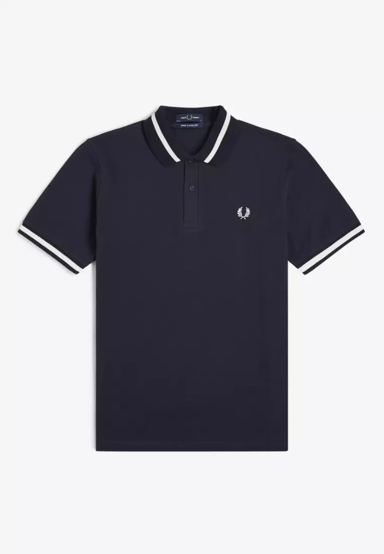 Fred Perry M2 Single Tipped Fred Perry Shirt (Navy / Snow White)