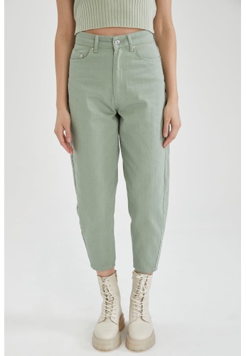 DeFacto green High Waist Cotton Trousers EBD7CAABB91A0EGS_1