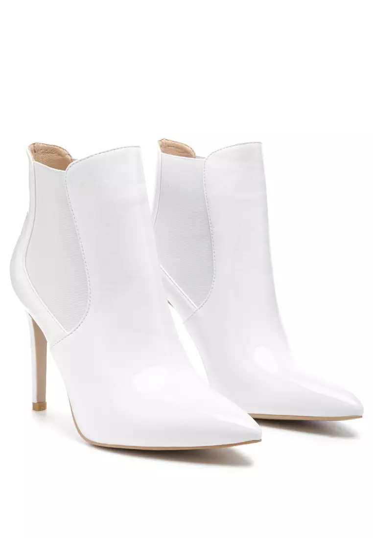 White leather cheap stiletto boots