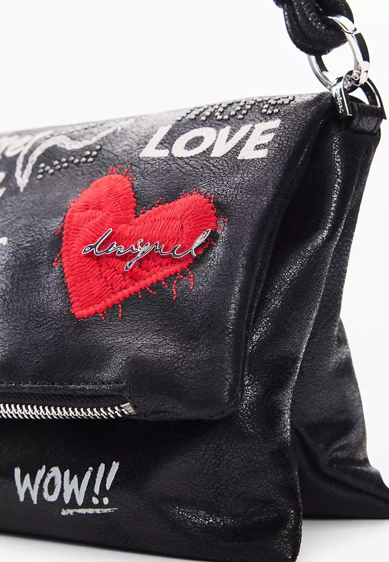 Buy Desigual Medium Message Embroidered Flap Bag 2026 Online | ZALORA