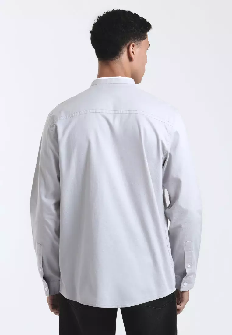 Emba Denim - Rumi One Kemeja Koko Pria Lengan Panjang Regular Light Grey