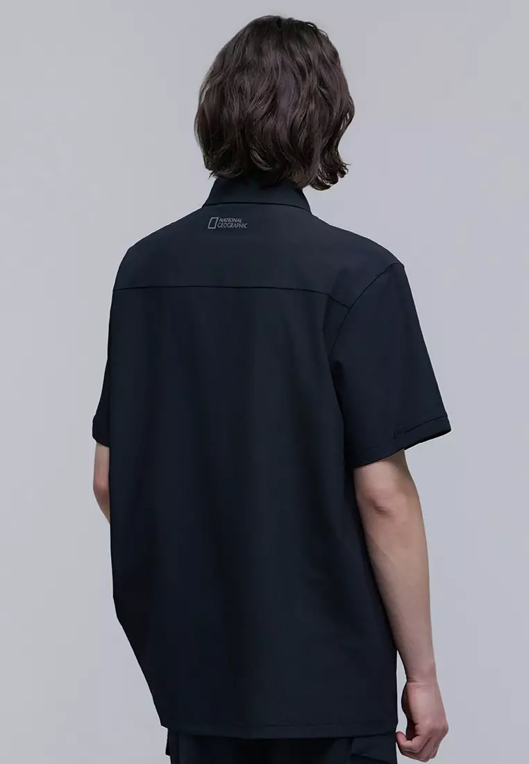 Men'S Urban City Woven Semi-Over Fit Shirt- Carbon Black