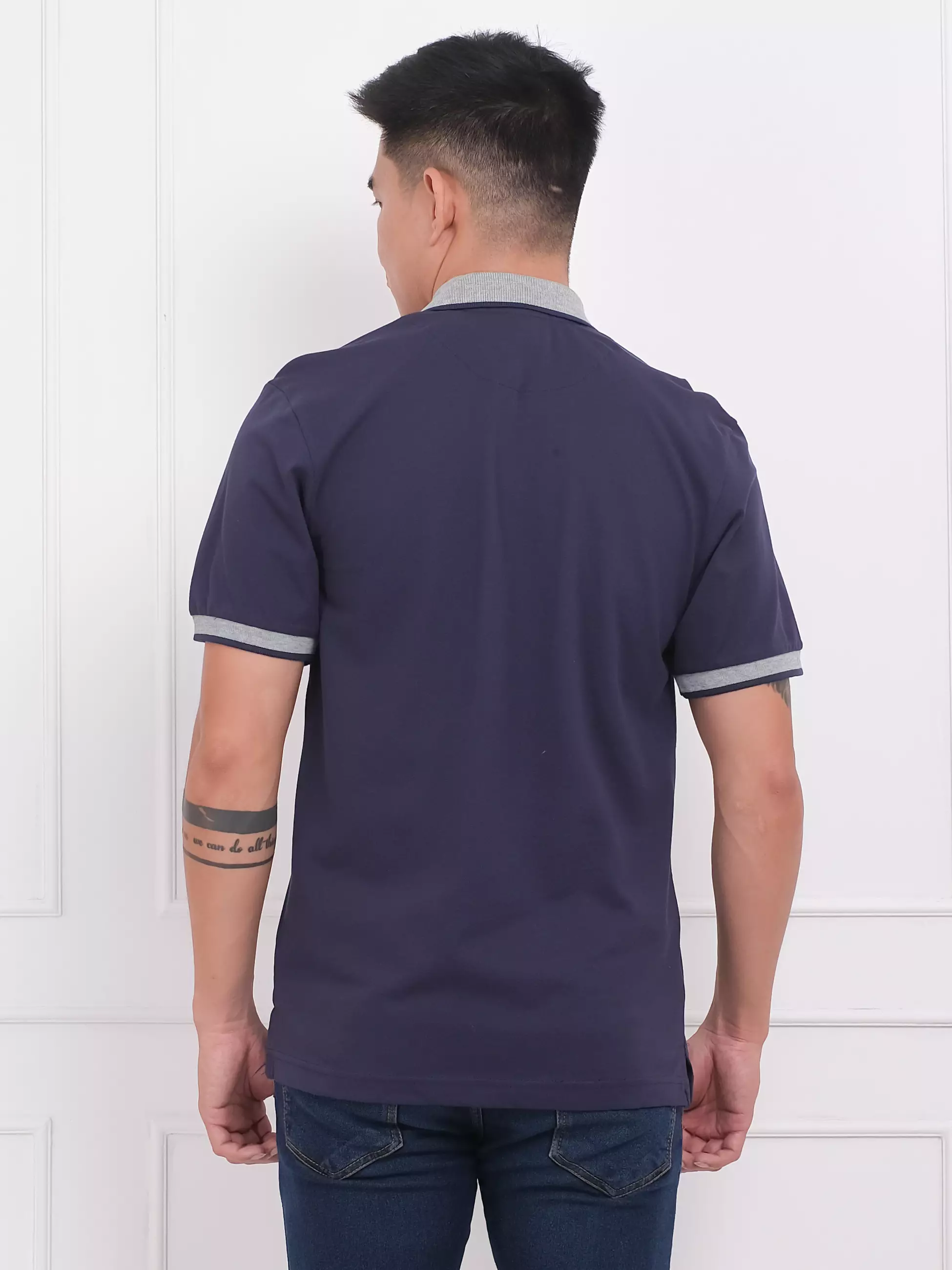 Andre Michel Polo Shirt Slim Fit Lengan Pendek Navy 3400