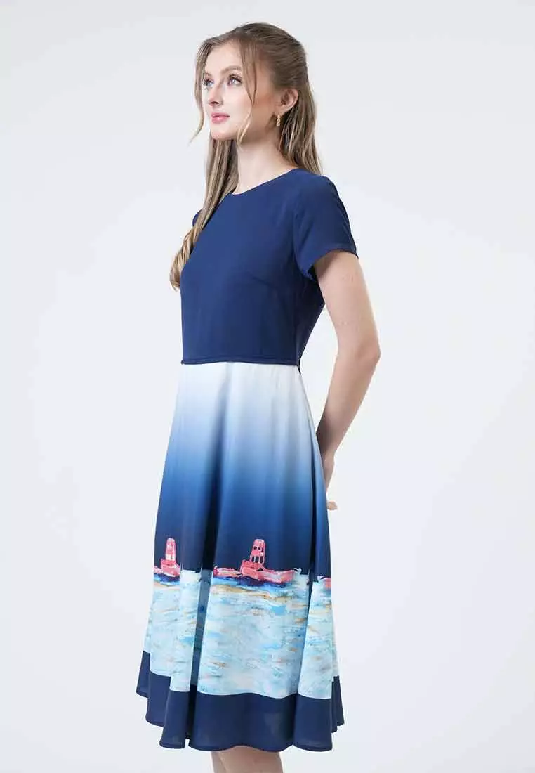 Marina Landscape A-Line Dress
