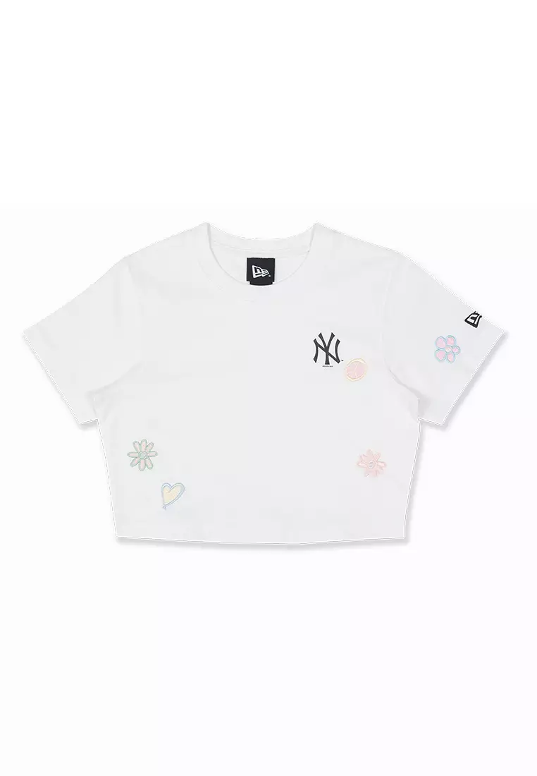 Women's New York Yankees New Era Navy Baby Jersey Long Sleeve Cropped T- Shirt