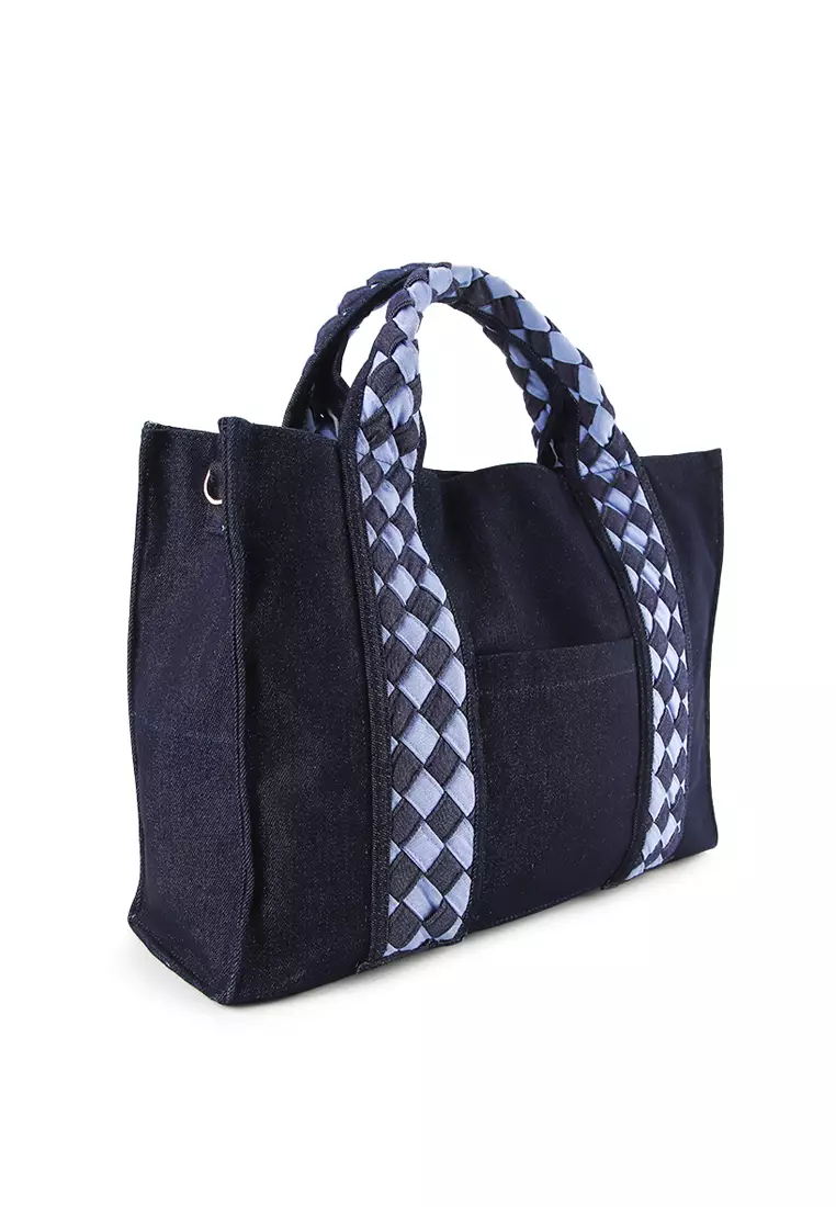 Gayatri Totebag - Tas Wanita Denim Kombinasi Tenun Etnik - Handmade Lokal Premium