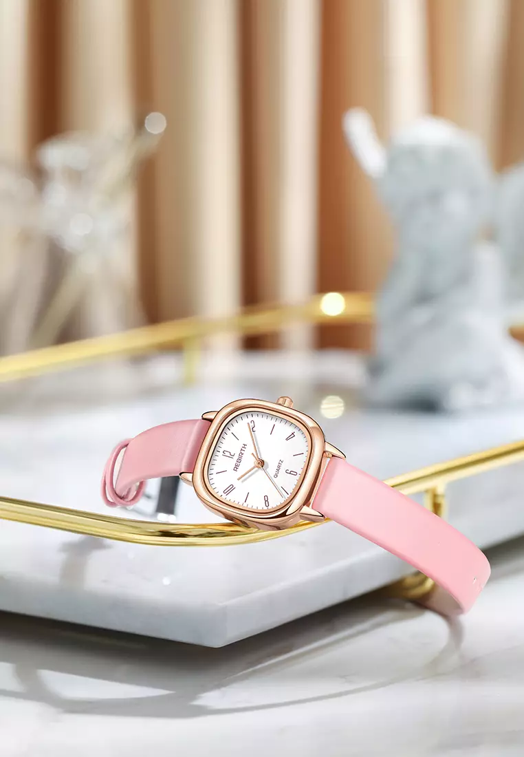 Jam Tangan Wanita Gaya Retro Korea untuk Bisnis Anti Air Jam Tangan Cewek Merah Jambu