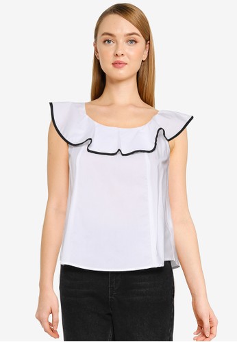 Nichii white Layered Cap Sleeves Top 282E8AA75CFB64GS_1