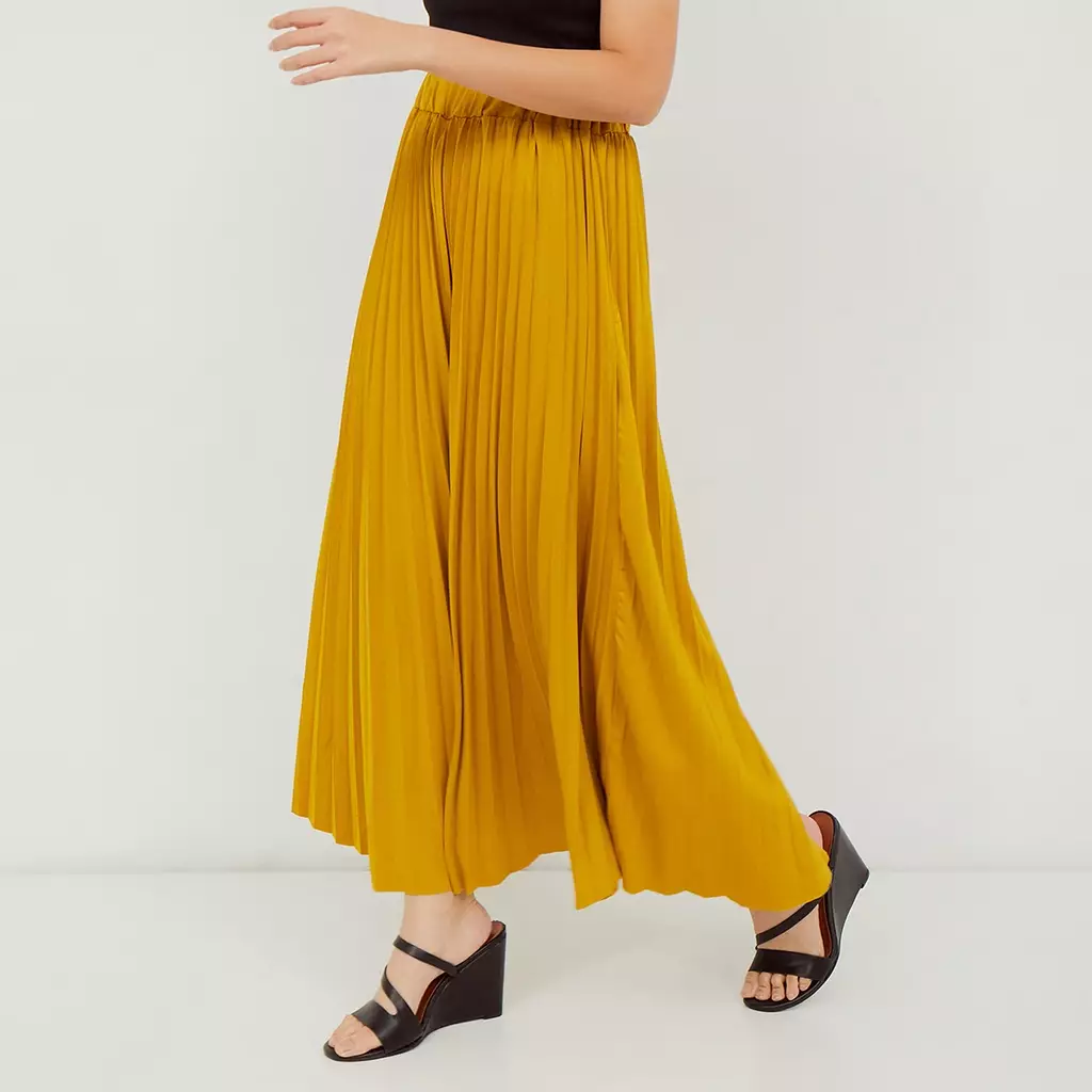 MAYONETTE Daisy Rok Plisket Panjang Wide Maxi - Yellow