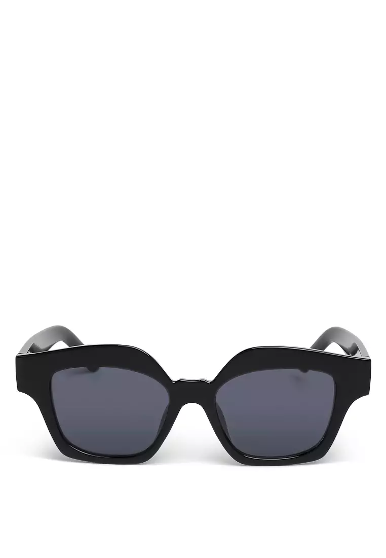 Tinted UV-Protected Square Sunglasses In Black