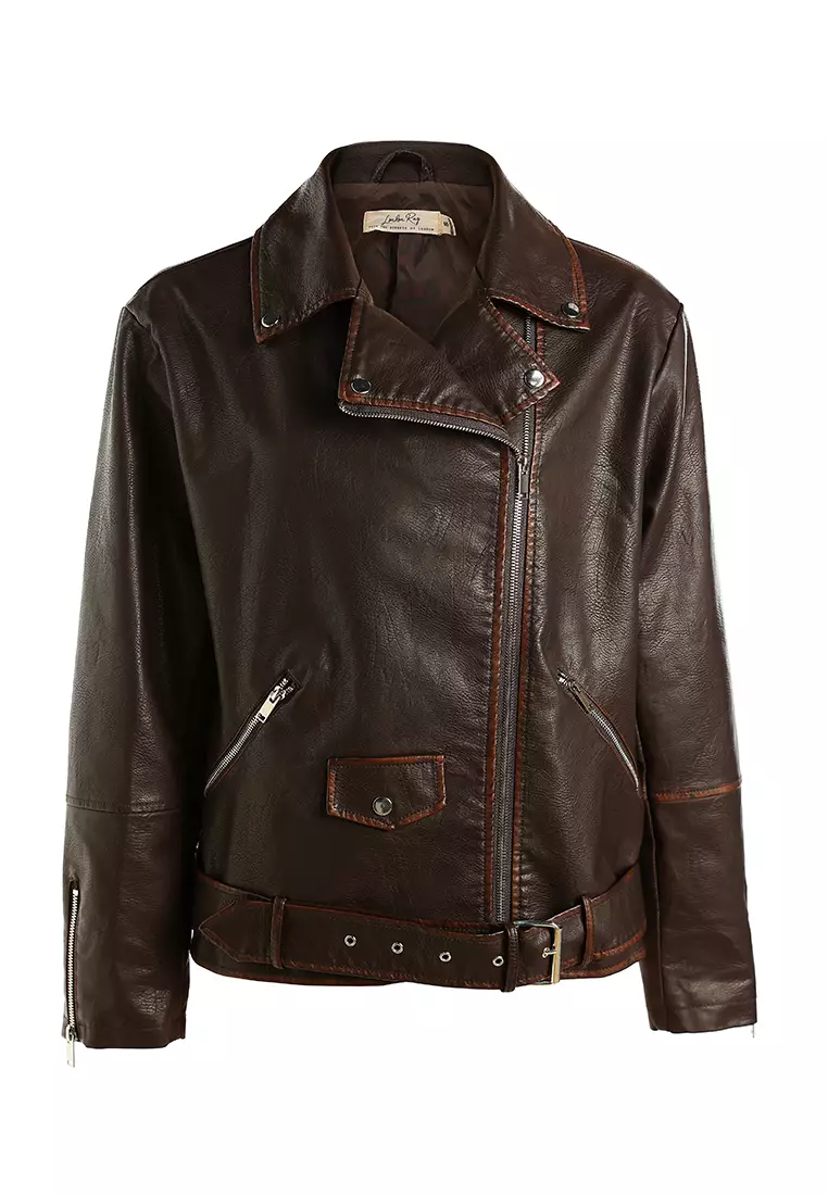 Moto Jacket Oversized Biker Lederjacke ASOS DESIGN Tall Longline