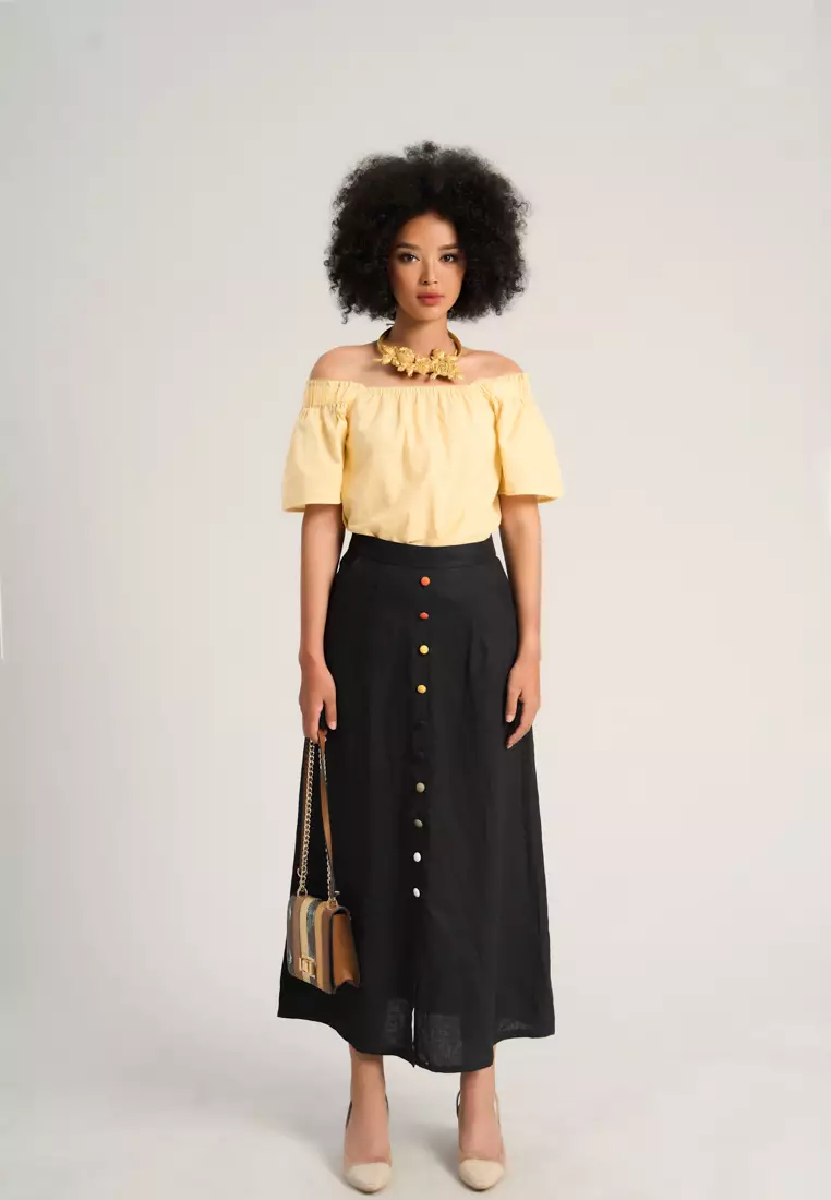 Buy F2 - Fashion and Freedom Black Linen Skirt 2023 Online