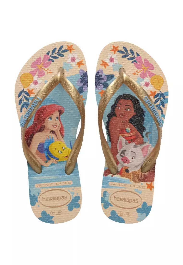 Havaianas Kids Slim Princess Flip Flops-Beige Straw/Beige Straw