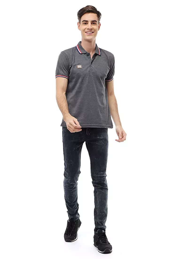 Jack Atasan Formal Kaos Polo Pria Short Sleeve Material Cotton ORIGINAL - Dark Misty