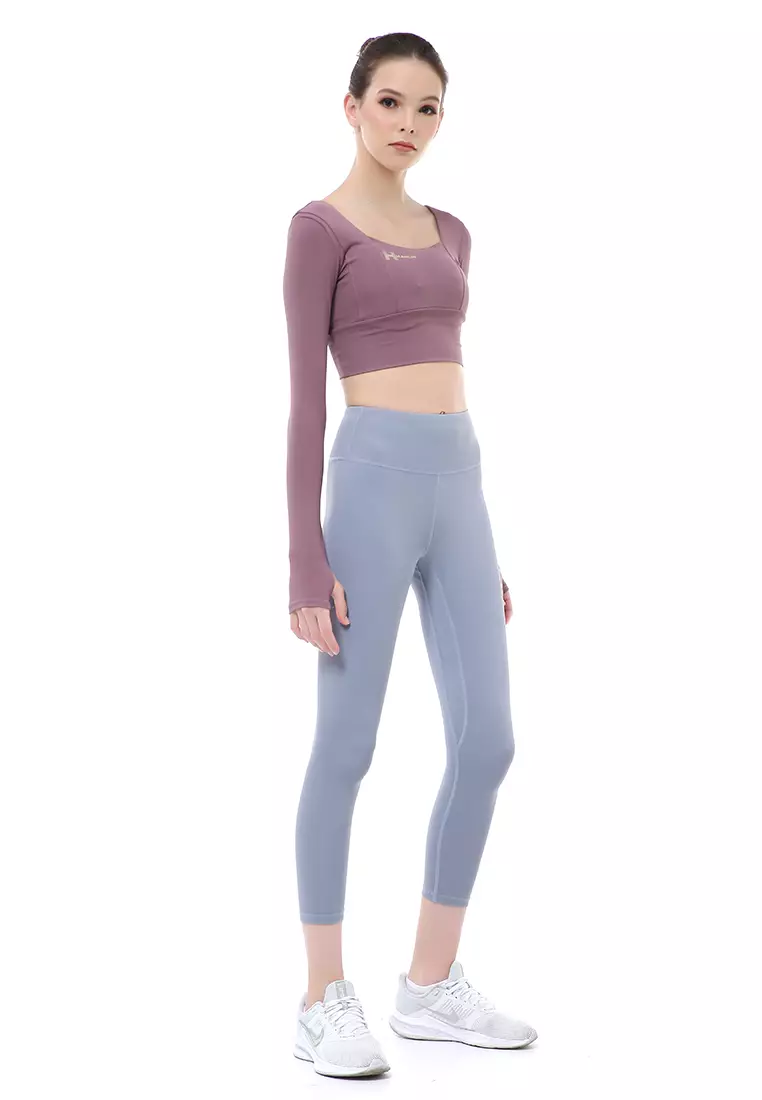 Mikayla One Set Pakaian Olahraga Wanita Atasan & Celana Panjang Kombinasi Warna Material Polyester ORIGINAL - Lightpurple Blue