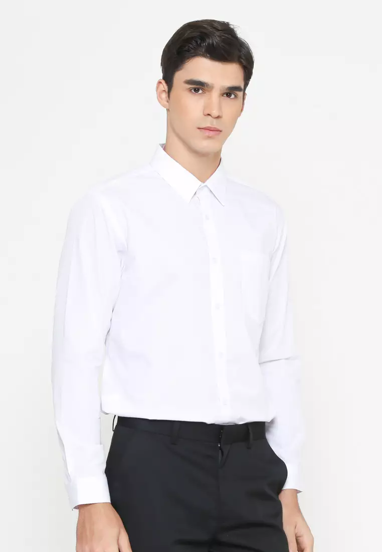 MEN'S WHITE SLIM FIT LONG SLEEVE SHIRT