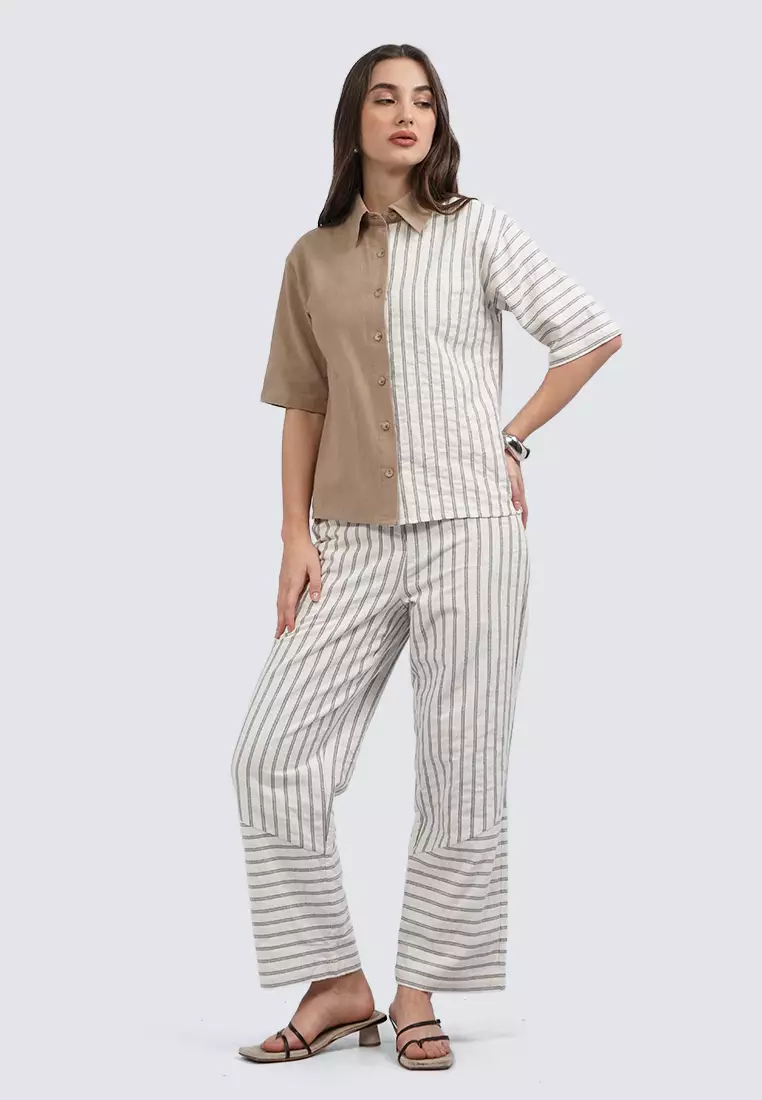 Stripes Linen Pants KHAKI