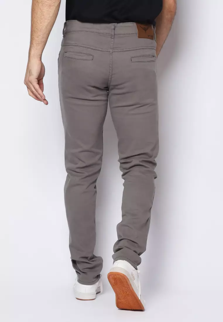 2nd RED Celana Panjang Pria Katun Chinos Slim Fit Cheers Mate Abu 112504