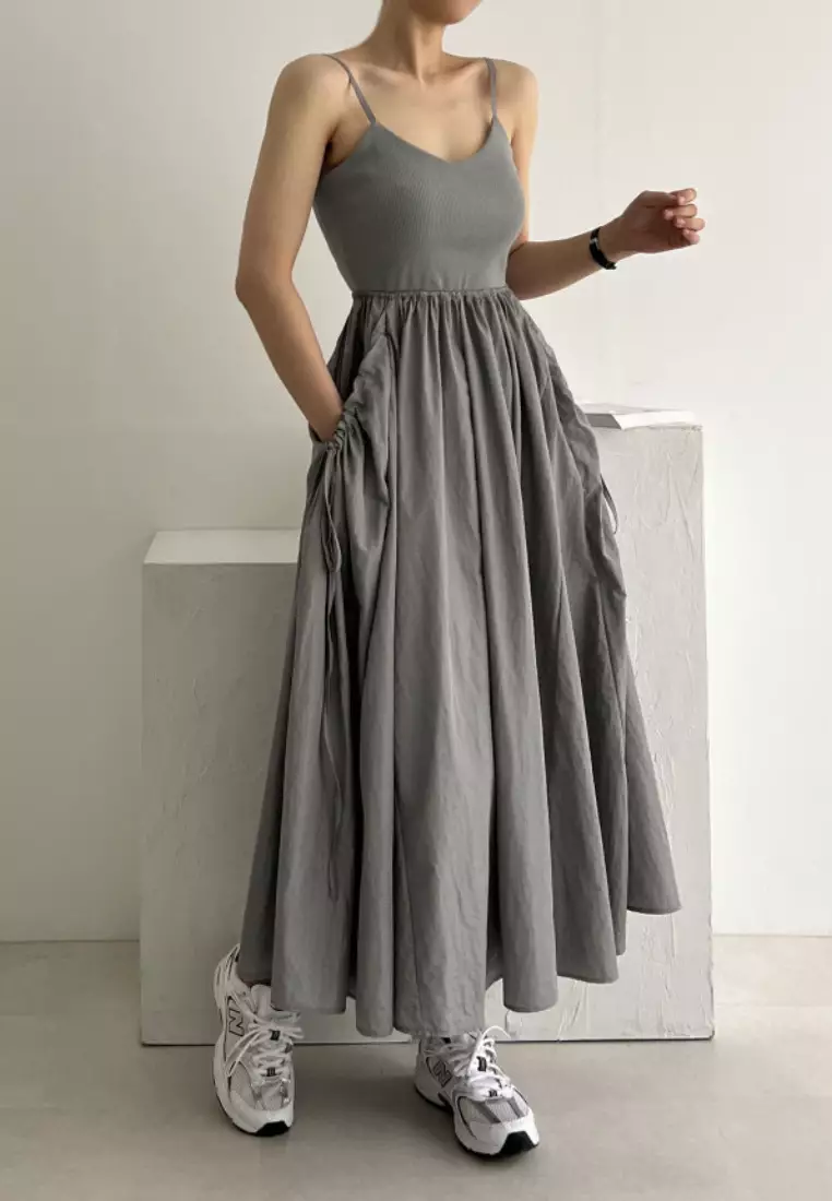 French casual U-neck suspender dress K061301GY