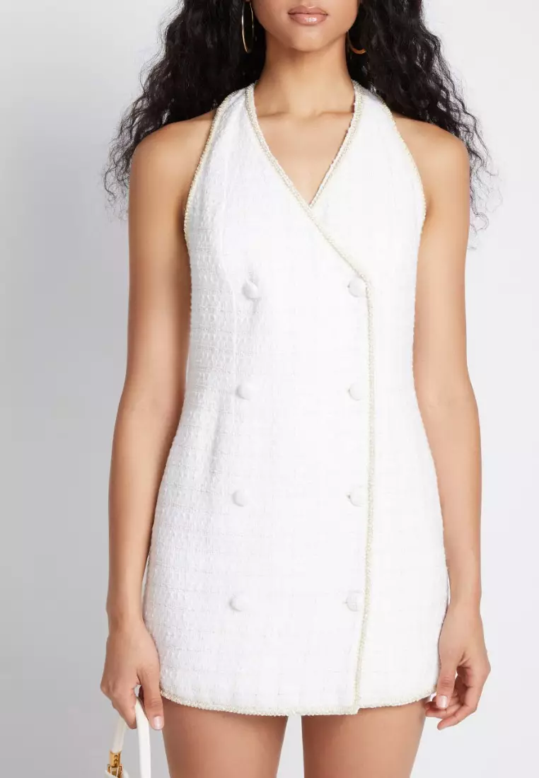 Double breasted sleeveless dress sale