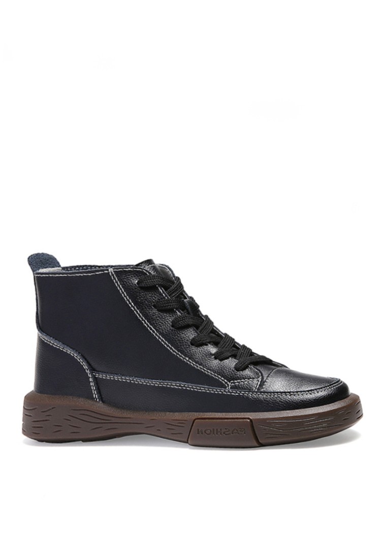 VANSA Cow Leather High-top Lace Up Casual Sneakers VSW-T902