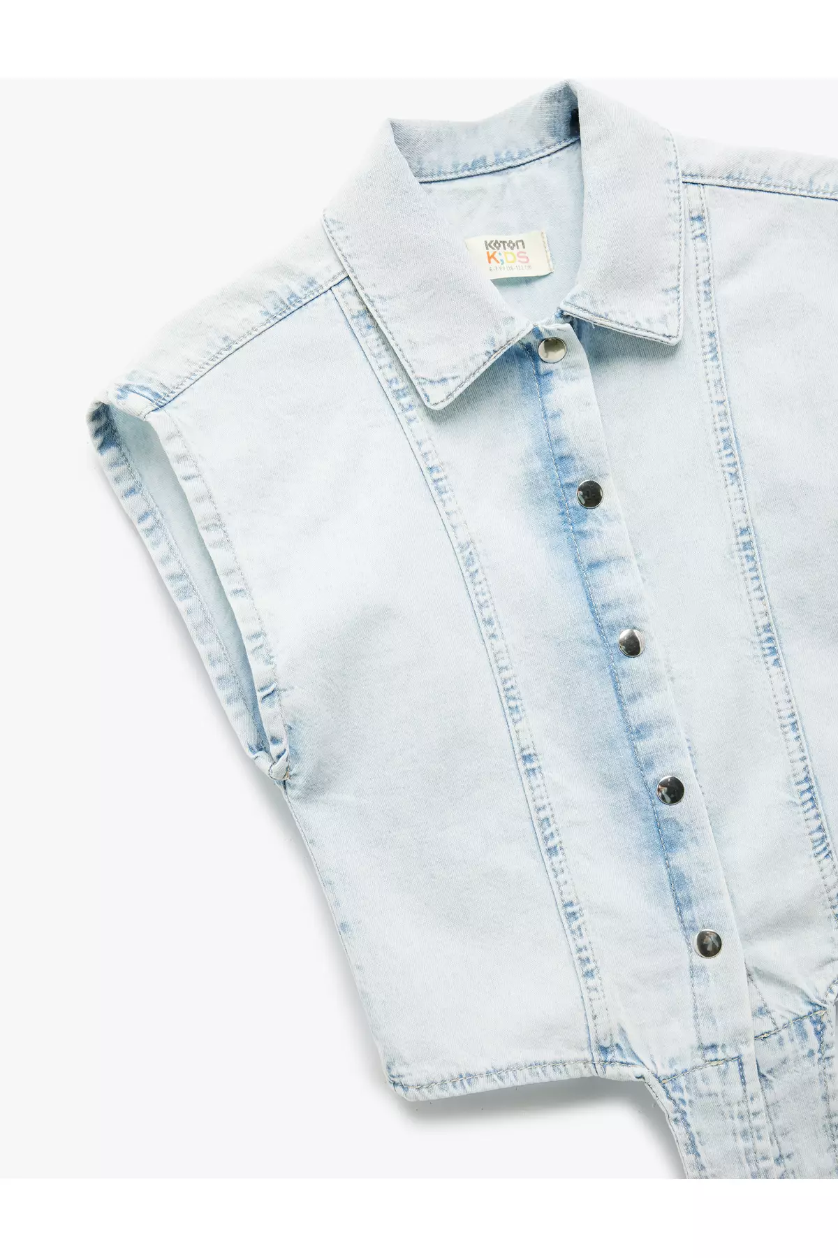 Buy KOTON Button Closure Cotton Crop Denim Shirt With Lacing