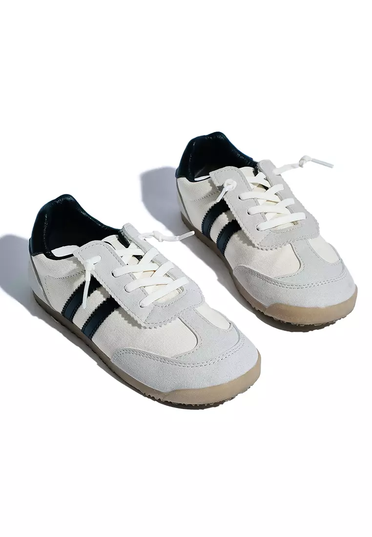 Discount on Gingersnaps  shoes - SKU: Bailey Striped Canvas And Leather Sneakers Material With Adjustable Lace Up Fastening