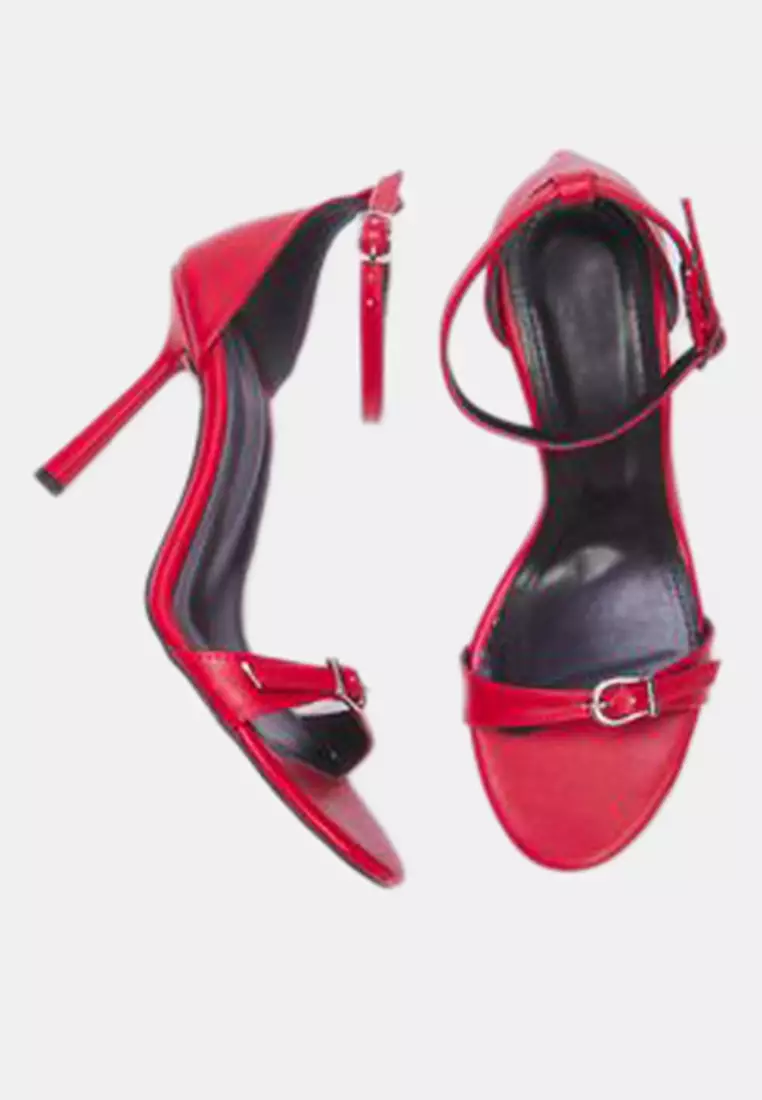 Red Buckle Thin Heels Women Classic Heels Shoes Takss25To00019