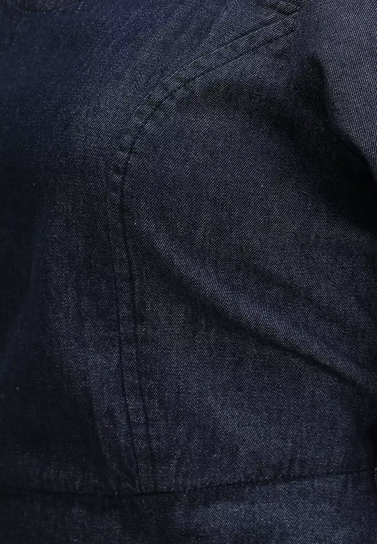 VIRGIO 100% Cotton Denim Pleated Mini Dress