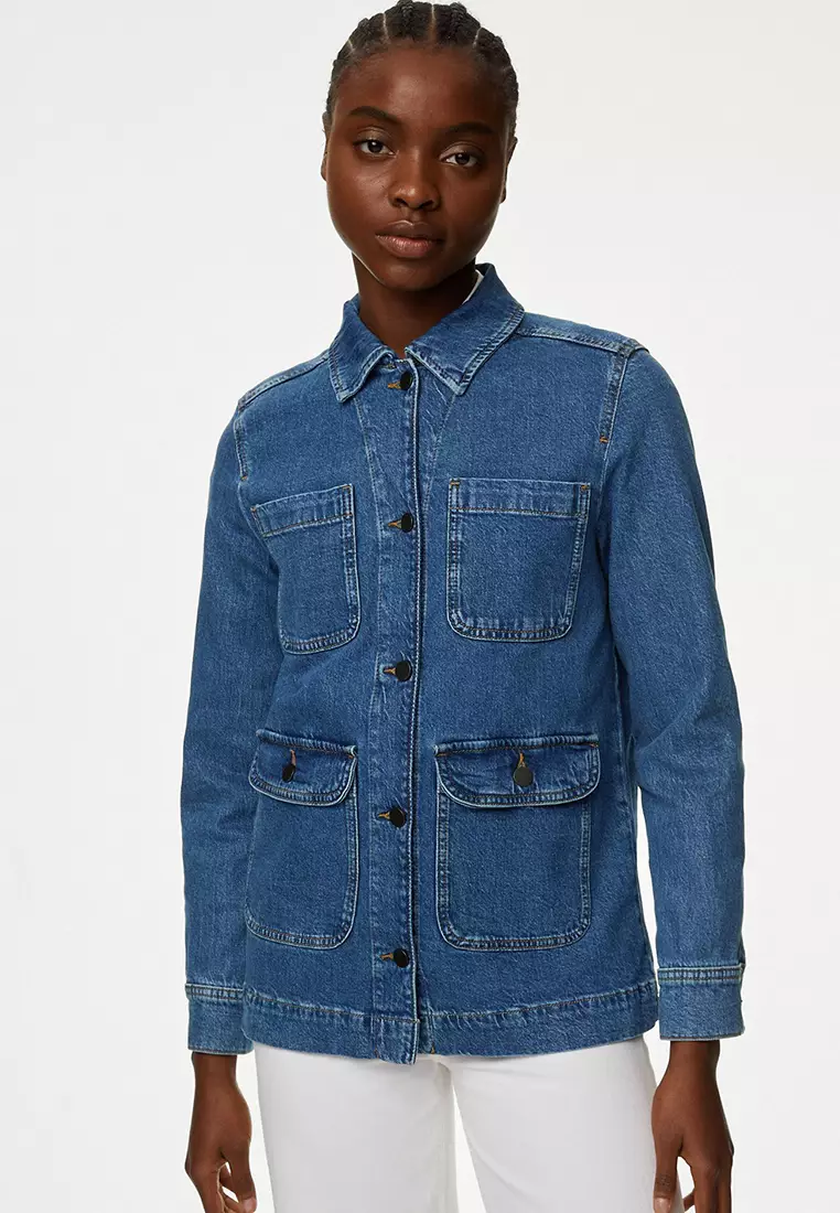 Mens denim utility clearance jacket