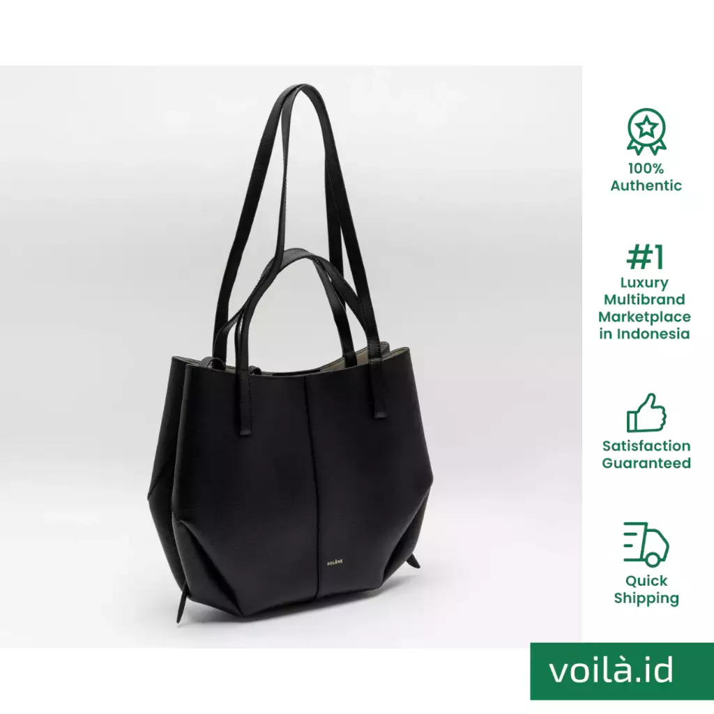 Cyme Mini Shopping Bag Grained Leather Black