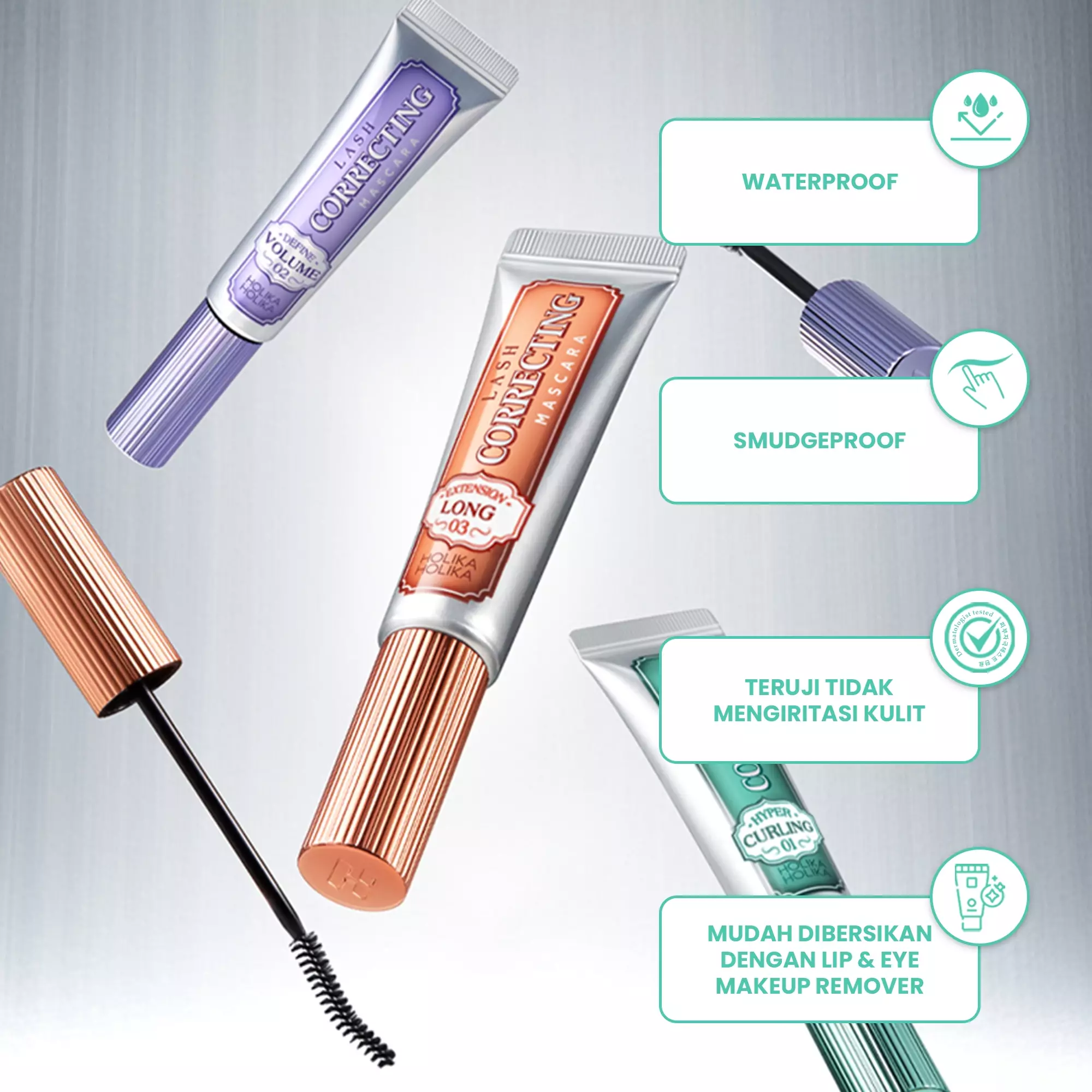 Holika Holika Lash Correcting Mascara | Airy Lift: Lightweight, Waterproof, Smudgeproof, Strong Curling Mascara 03 Long Extension