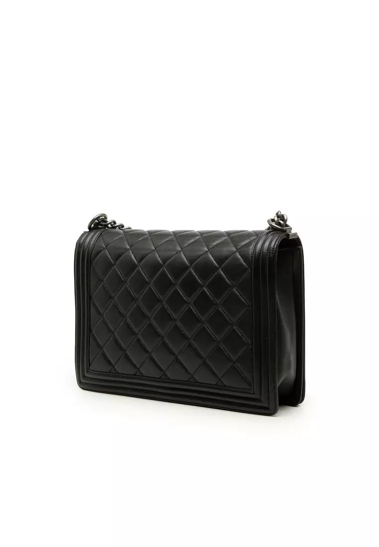 Pre-Loved Chanel Large Quilted Lambskin Boy Flap