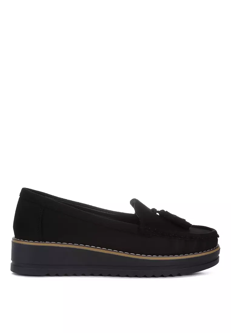 Discount on London Rag  shoes - SKU: Daiki Platform Lug Sole Tassel Loafers In Black