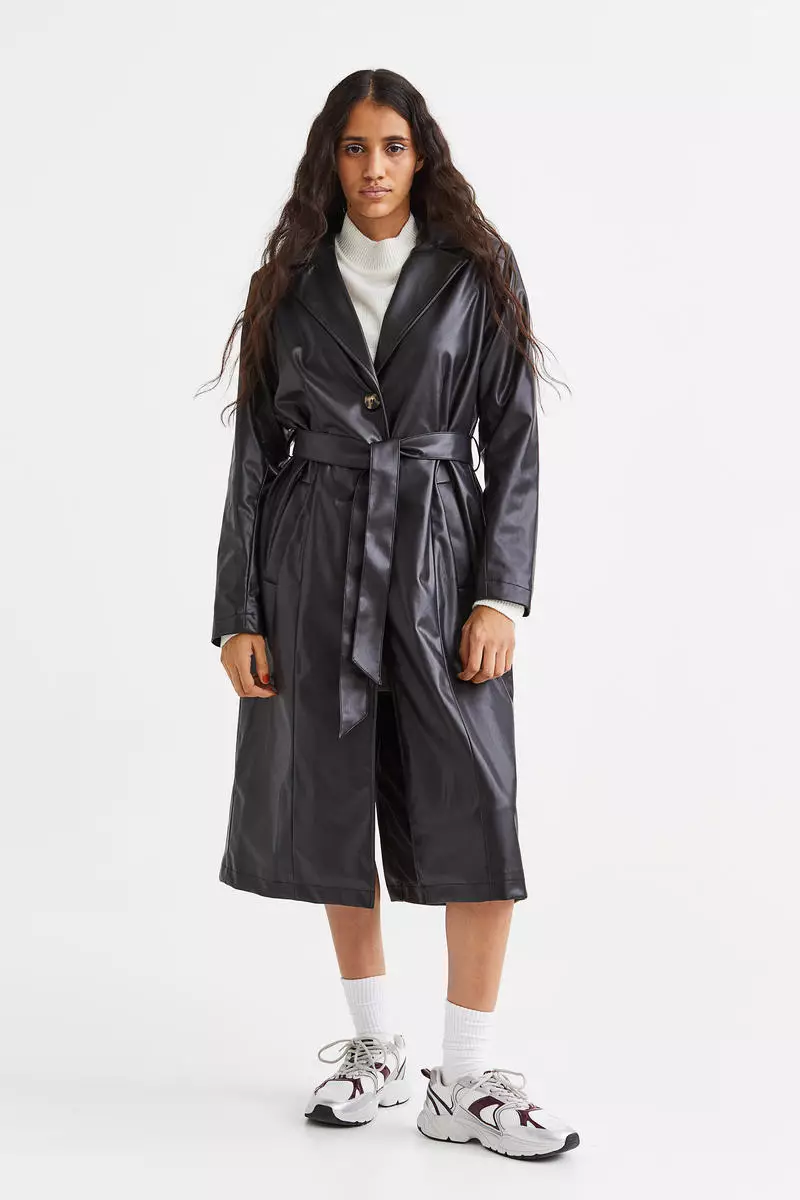 H&m leather 2024 trench coat