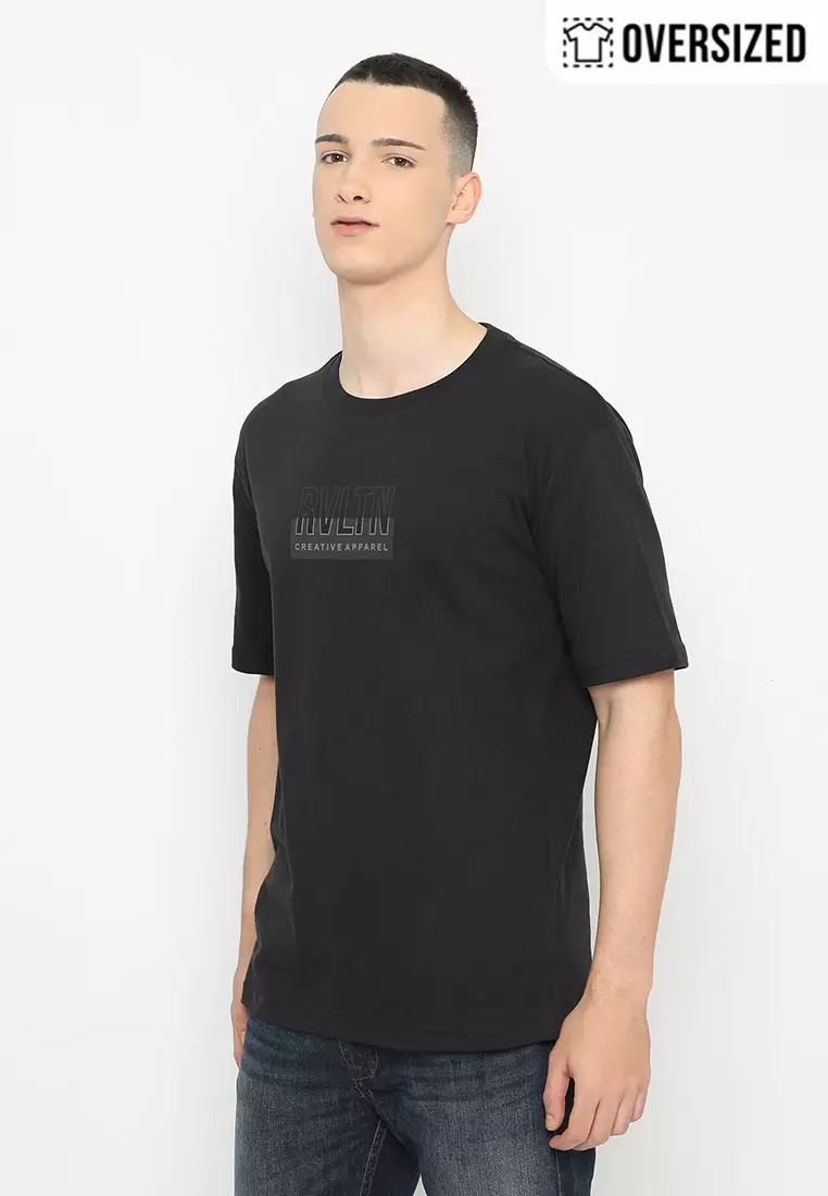 RBJ T-Shirt Cotton Jet Black Oversized Pria 2079230191