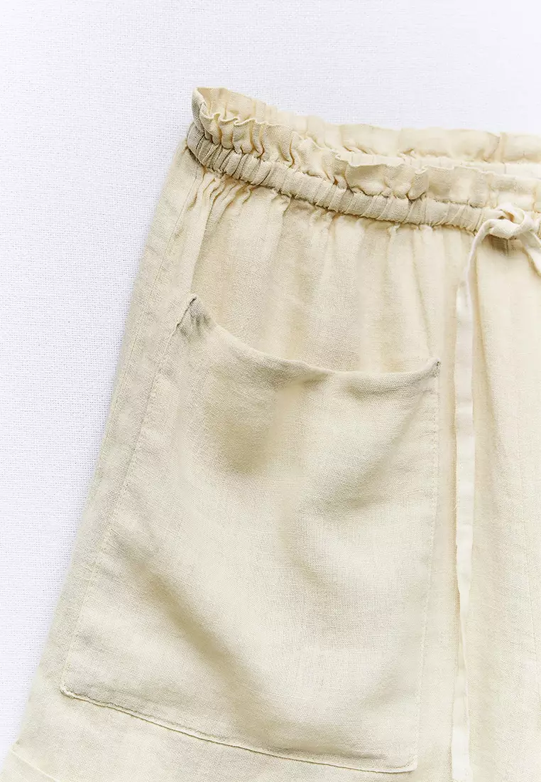 ZARA High-Rise Linen Bermuda Shorts 2025 Buy ZARA Online