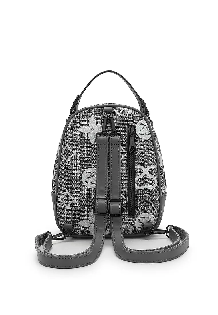 Women's Monogram Mini Backpack (Tas Ransel Wanita / Tas Punggung Wanita) - Abu-Abu
