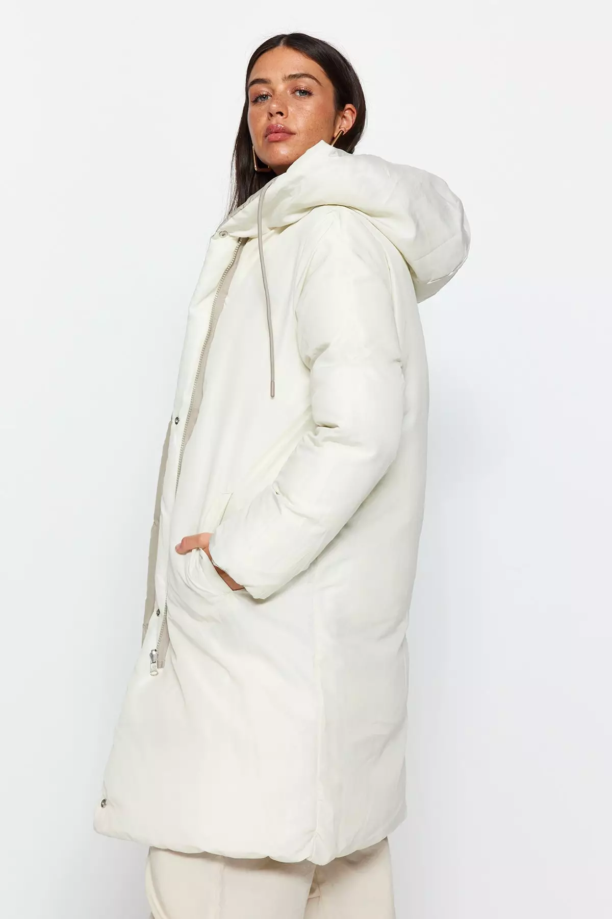 Mink-Stone Double-Sided Regular Fit Hooded Water Repellent Long Down Coat Twoaw23Mo52