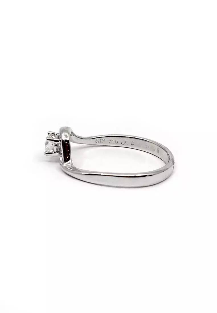 18K Italian Made White Gold Lady Ring with Diamonds