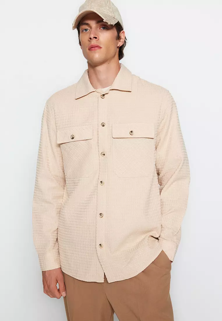 Mens top beige overshirt