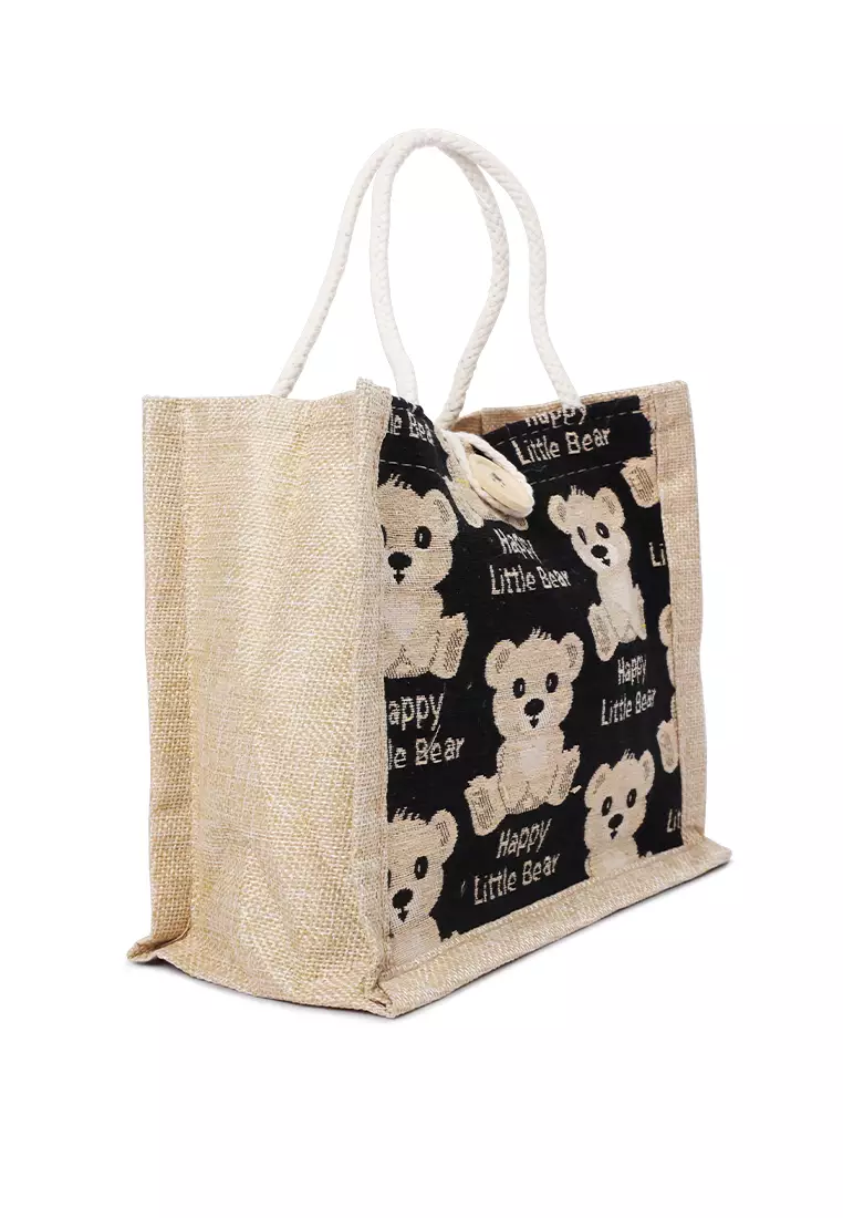 Printed jute deals tote bags