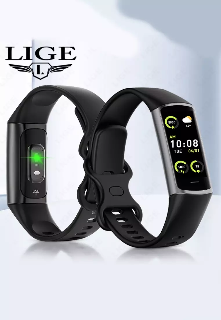 Unisex IOS/Android Fitness Watch - IP67 Waterproof - Black