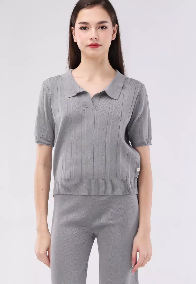 Knitted Short Sleeve Tops/Pants Terno