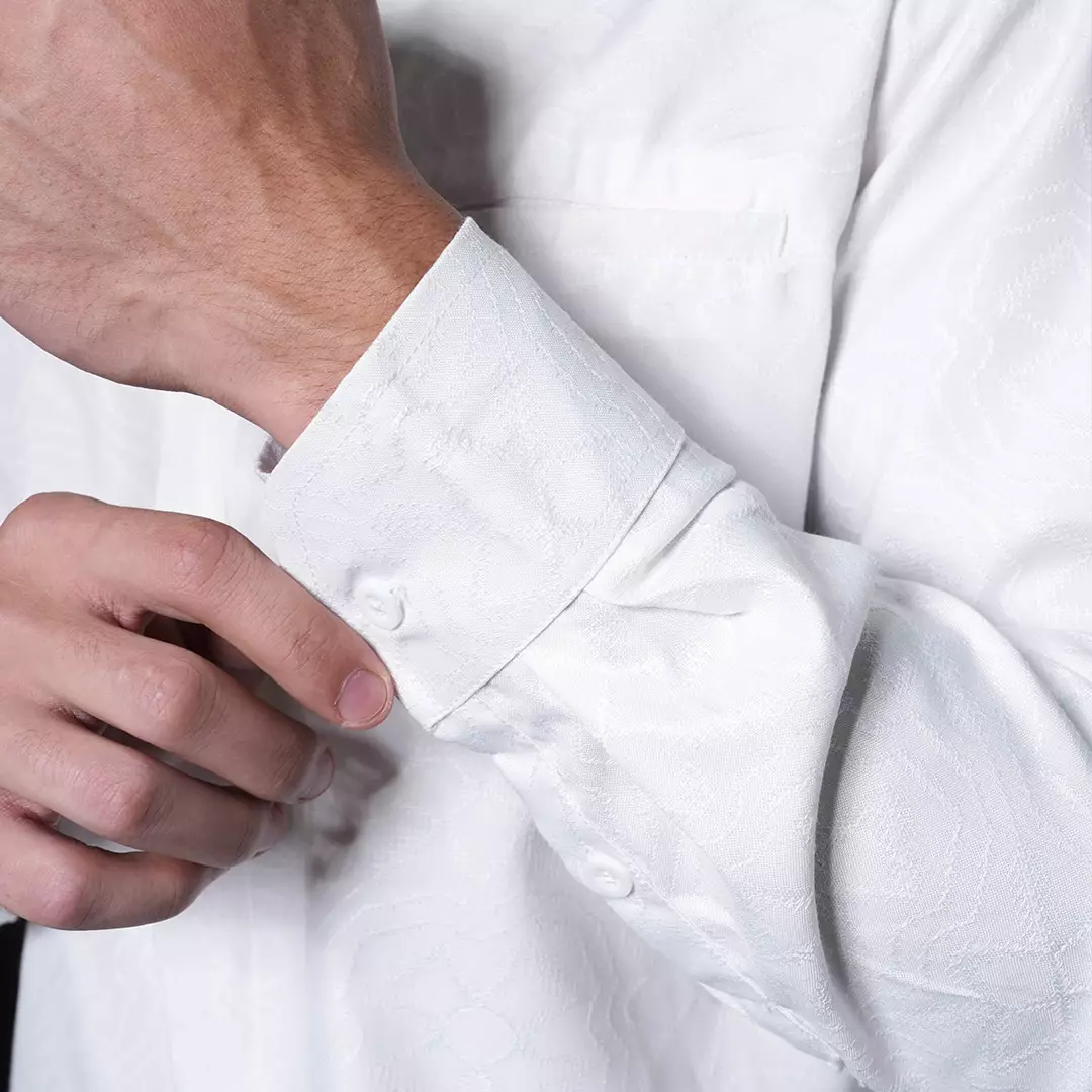 Casella Baju Koko Pria Lengan Panjang Motif Elegan | Baju Koko Yusuf 9995 White