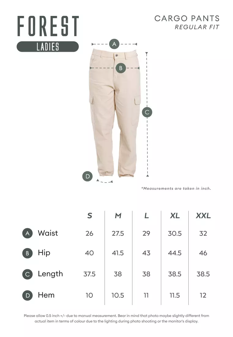 Forest Ladies Cotton Twill Elastic Waisted Cargo Jogger Pants Women Long Pants | Seluar Panjang Perempuan - 810512