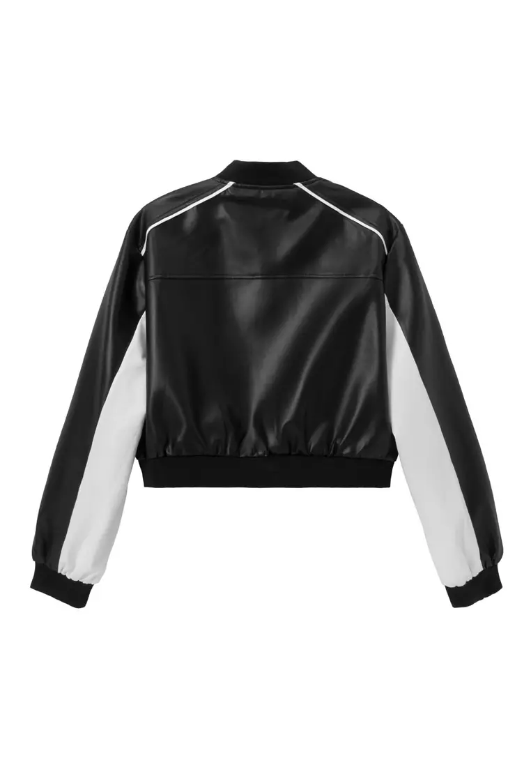 DRUM Women Faux Leather Jacket- Black