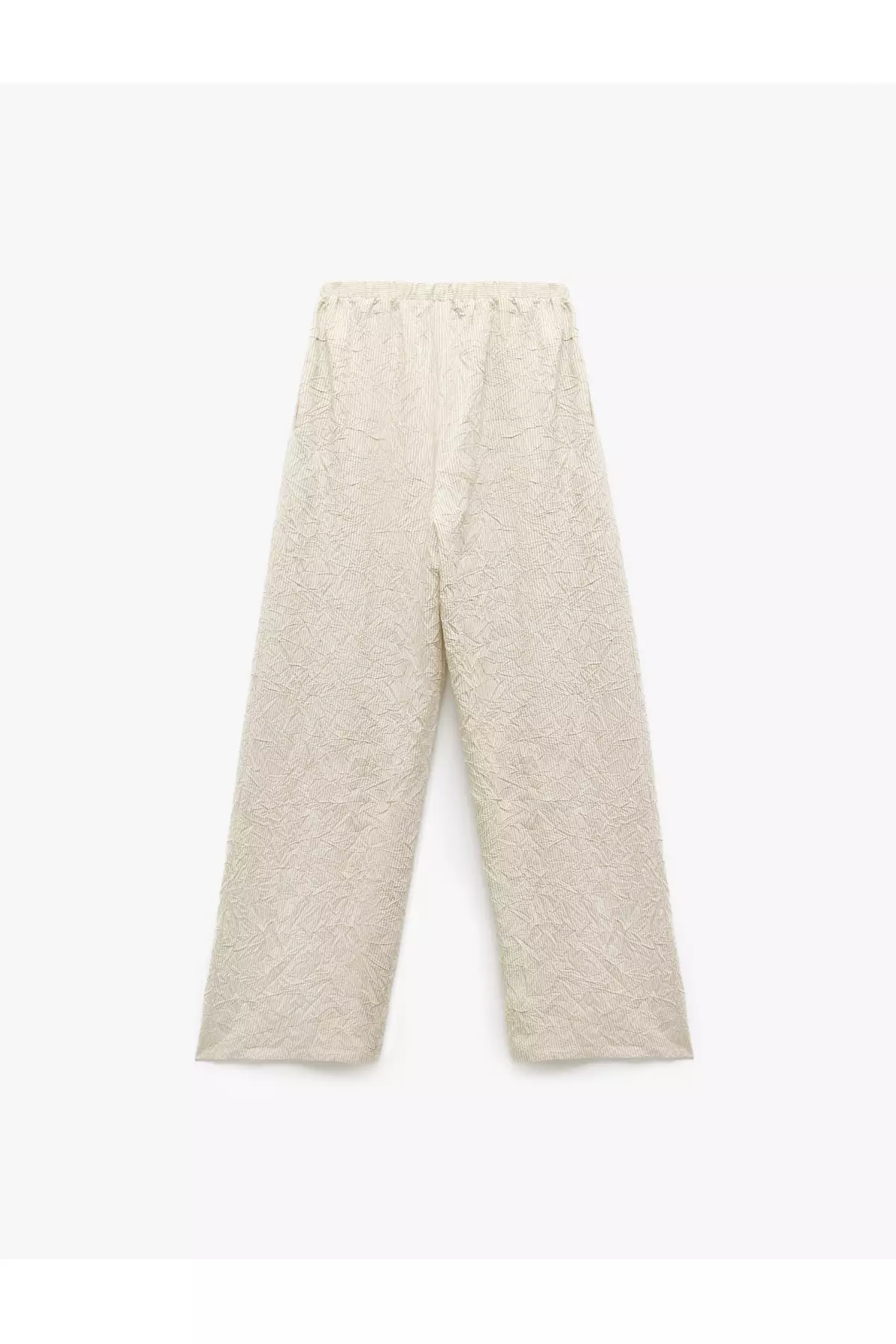 Viscose Fabric Comfortable Fit Pocket Textured Straight Loose Leg Trousers
