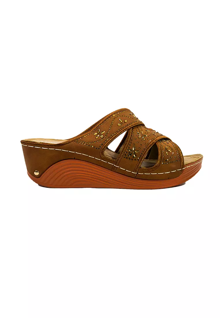Women's Wedge Sandals LV 22412 Brown C61